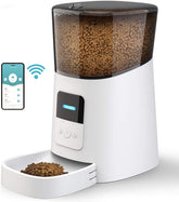 Holipet Automatic Cat Feeder WiFi Enable Smart Pet Dog Food Dispenser App Control for Medium Small Pet Puppy Kitten,Voice Recorder Distribution Alarms, Portion Control (Pearl White)